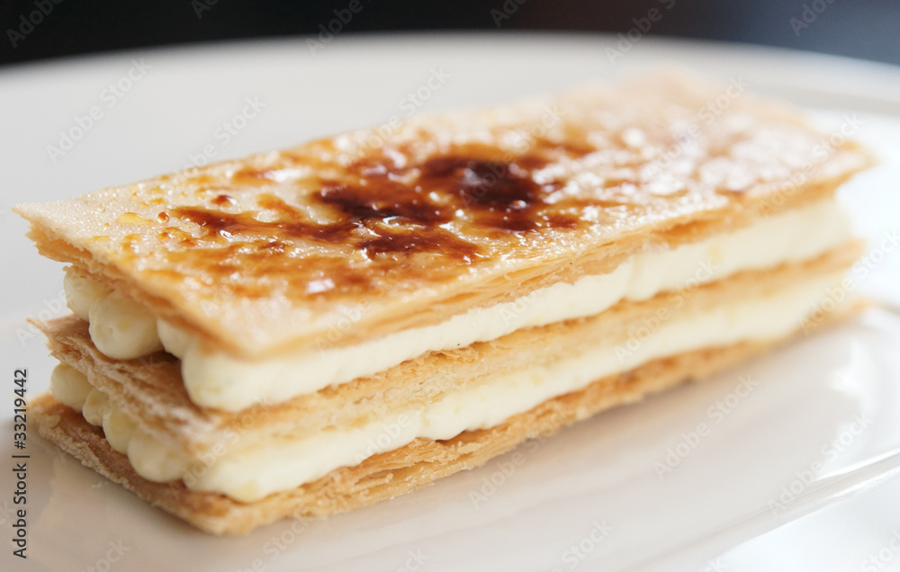 Slice of mille-feuille cake