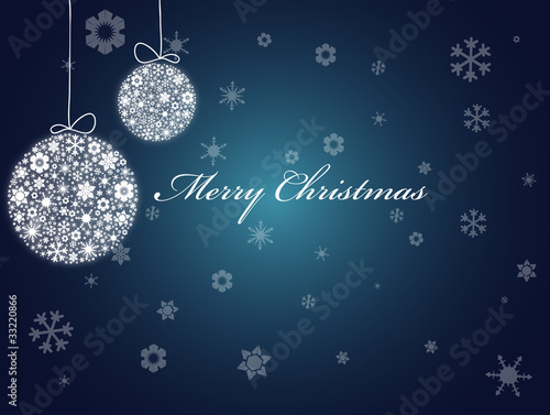 Blue Christmas Card - Weihnachtskarte mit Christkugeln