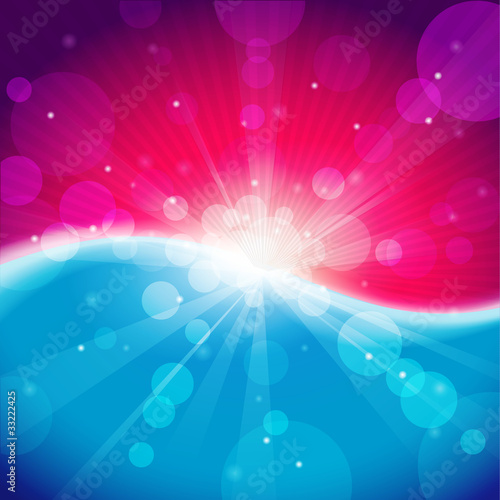 Fantasy winter meadow with lens flare.
