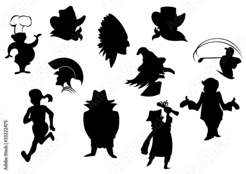 Set of cartoon silhouettes