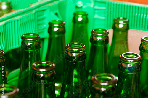 Crate with empty beer bottles