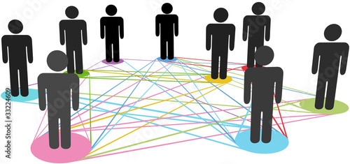 Color connections network social business people
