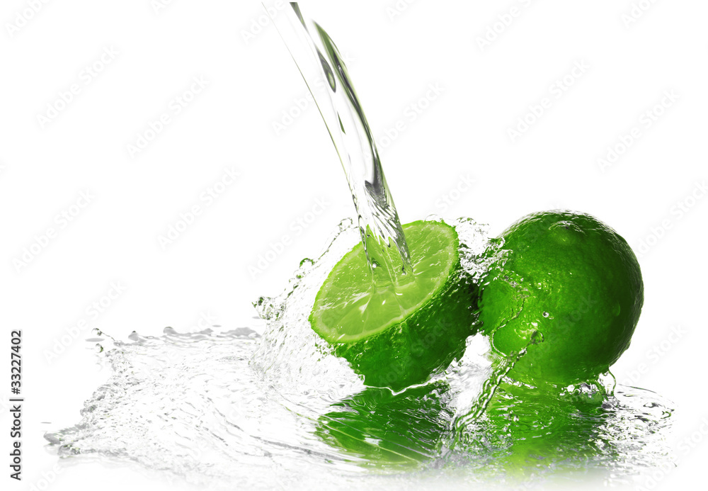 Water splash on lime Water splash on lime