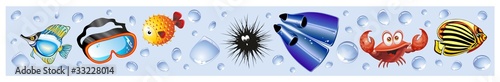 Animali Mare Sfondo Banner-Sea Animal Background-Vector-4