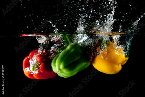 Red, Yellow, Green Pepper Splash