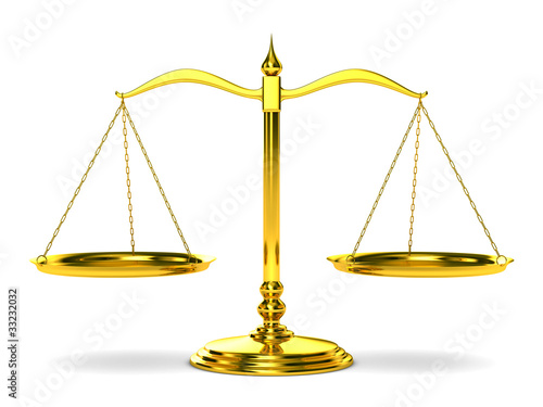 Scales justice on white bac...