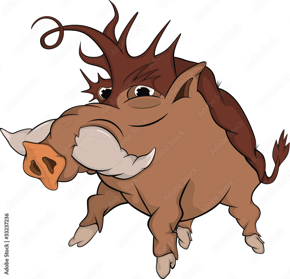 Fototapeta premium Wild boar. Cartoon