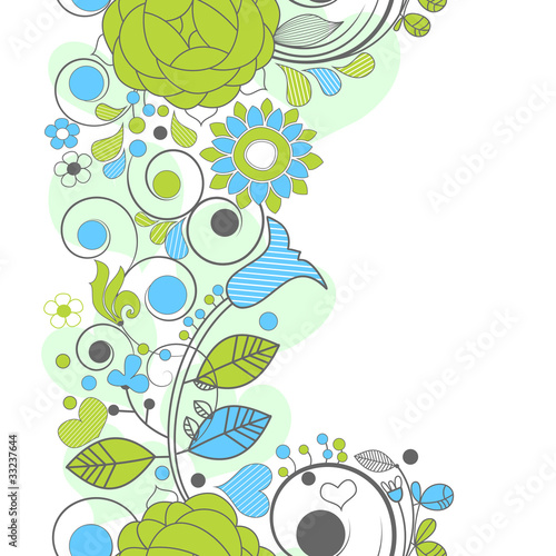 Vector floral seamless pattern in blue and green