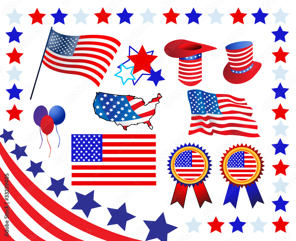 Obraz premium Elements and icons related to American patriotism