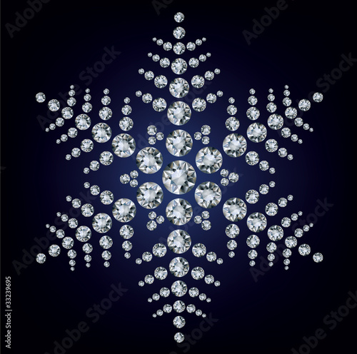 Snowflake made from diamonds.  illustration