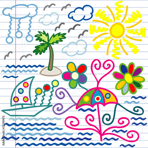 summer drawing on the notebook