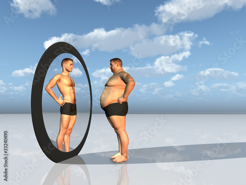 Obraz na płótnie Man sees other self in mirror