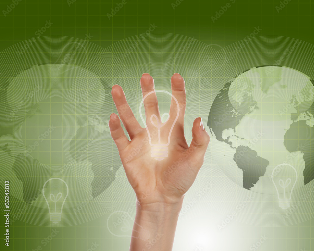 eco symbols against world map on the background eco symbols against world map on the background