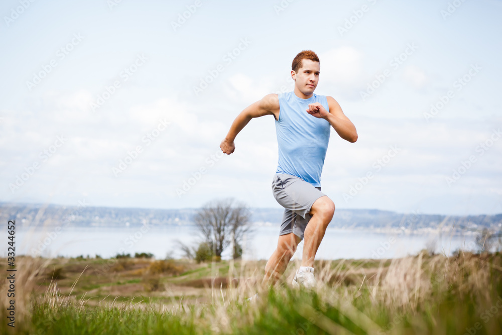 Mixed race man running