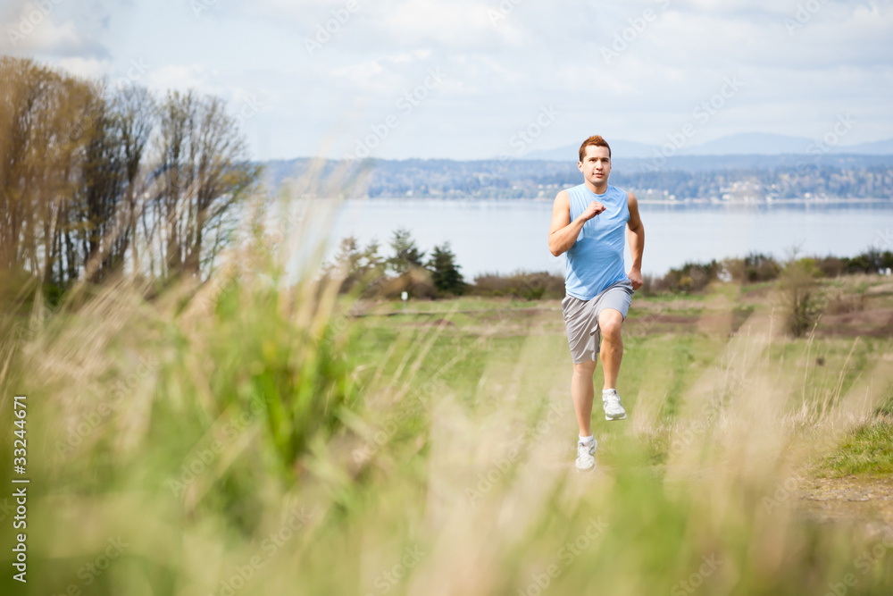 Mixed race man running