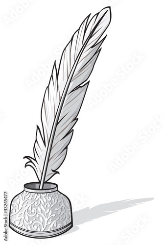 feather and ink bottle