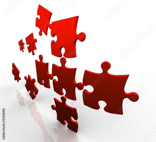 3d color puzzle. Conception of simple decision.