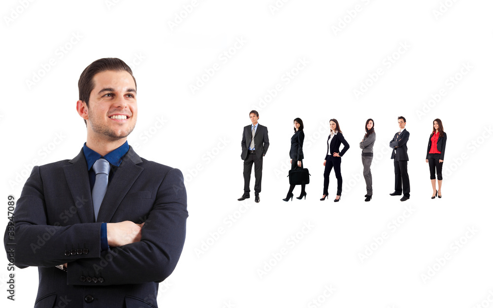 Business team concept. Leader in the front Business team concept. Leader in the front