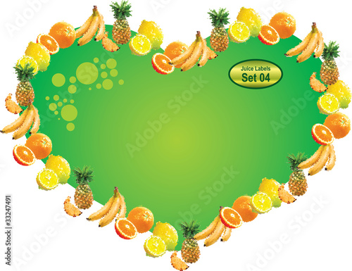 tropical fruit label - heart