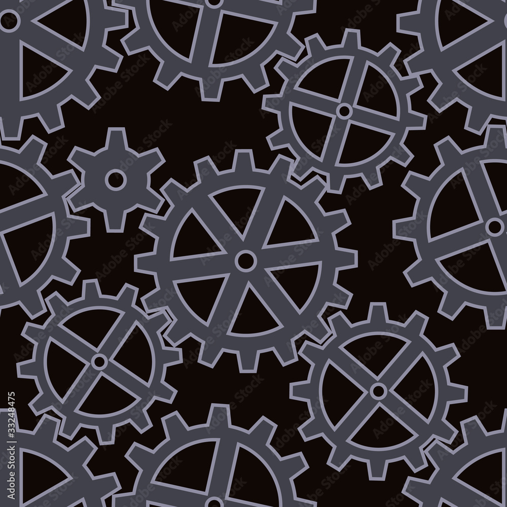 gears coupling on black seamless background pattern