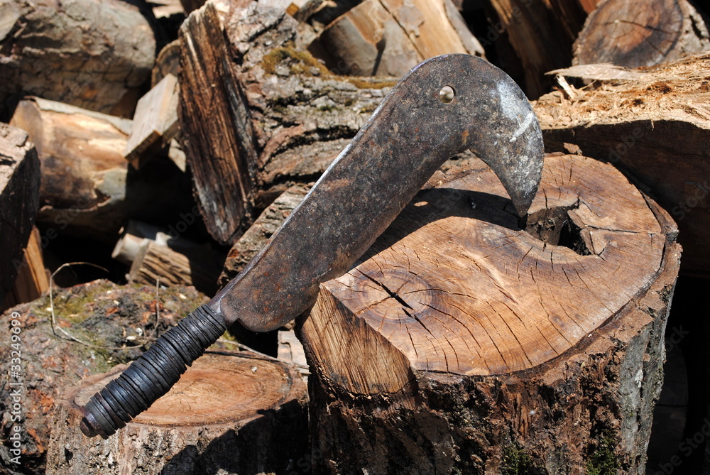roncola artigianale con legna Stock Photo | Adobe Stock