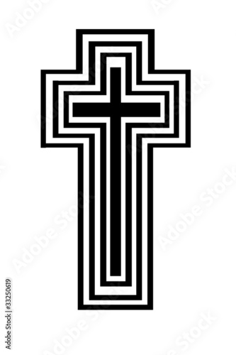 Abstract black and white cross - vector illustration