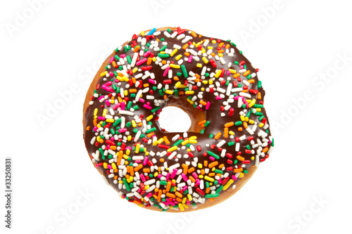 Donut with Sprinkles Isolated on a White Background