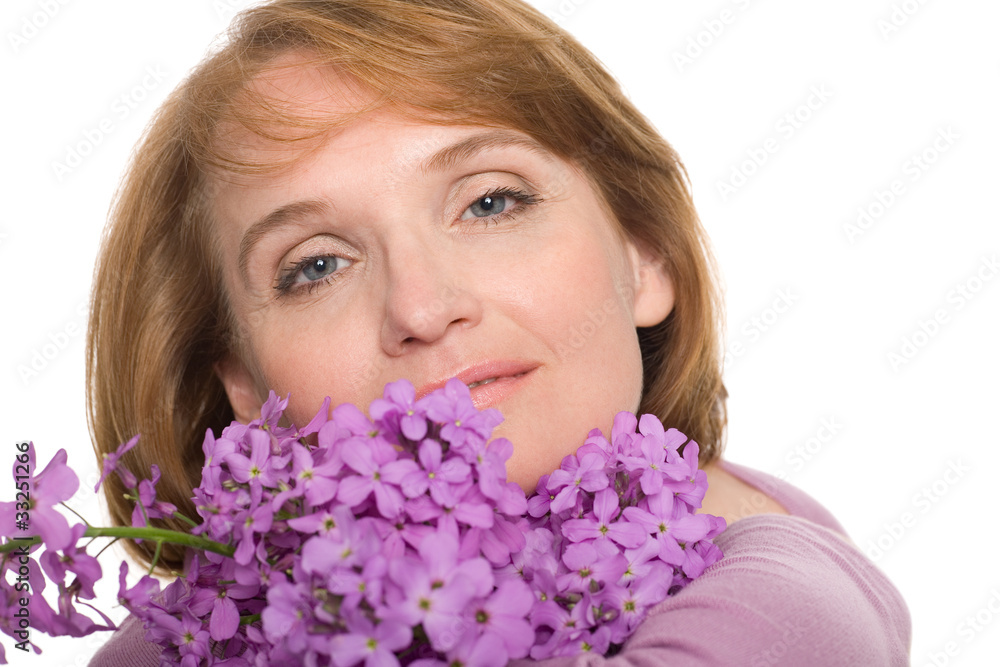 Portrait woman with wildflowers.