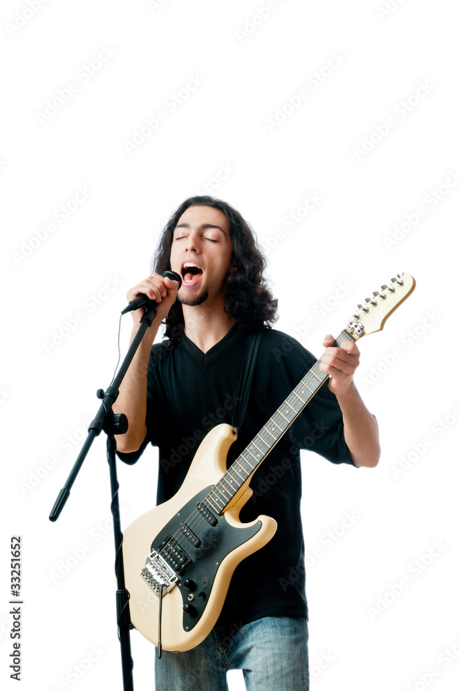 Guitar player isolated on the white background Guitar player isolated on the white background