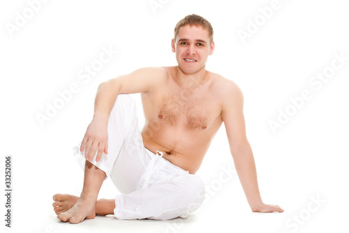 man wearing white pants