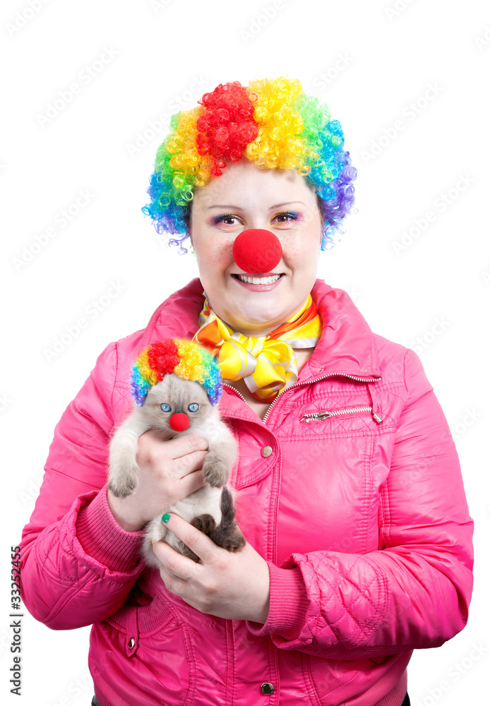 Fototapeta premium Funny Kitten and clown