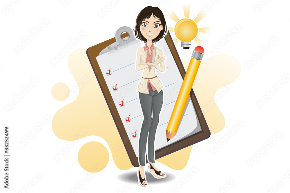 Fototapeta premium smart business woman done with her checklist