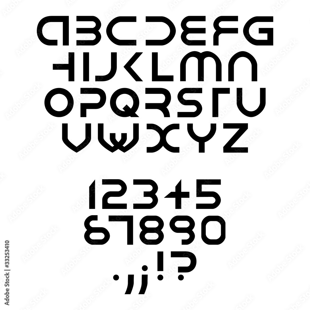 futuristic alphabet font isolated - illustration