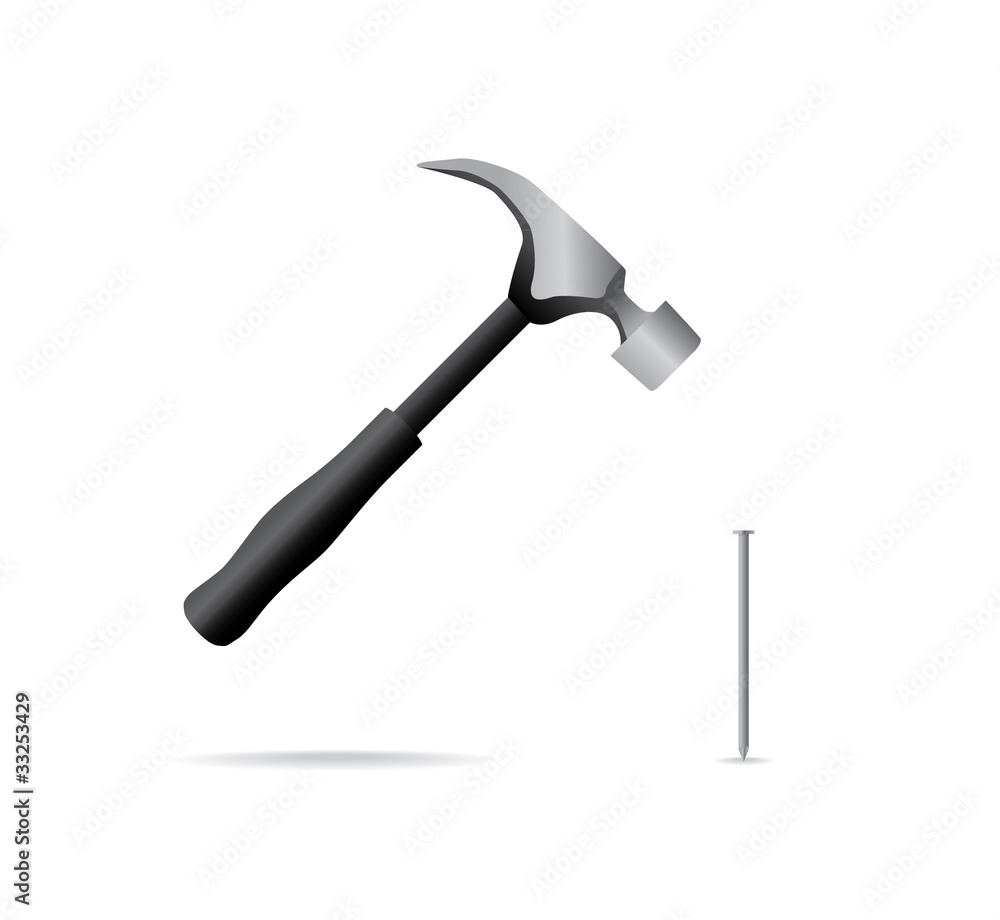 hammer and nail isolated - illustration hammer and nail isolated - illustration