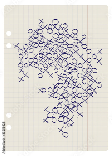 go game on sheet of squared paper illustration