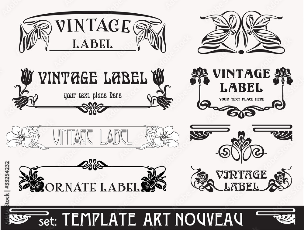 set of vector labels in art nouveau Stock Vector Adobe Stock