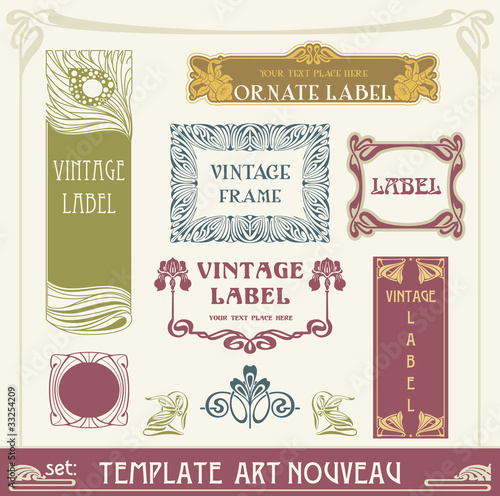 set vectors art nouveau