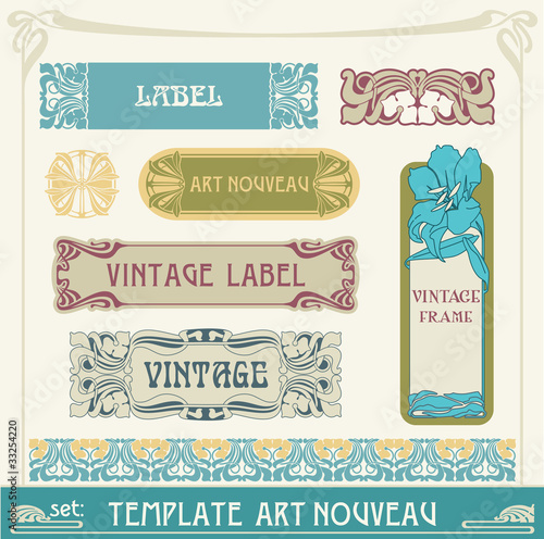 set vectors art nouveau