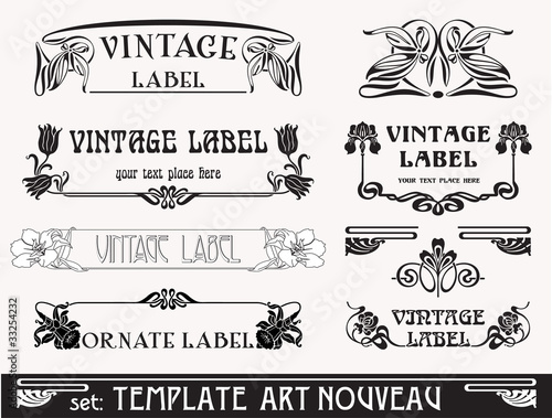 set of vector labels in art nouveau