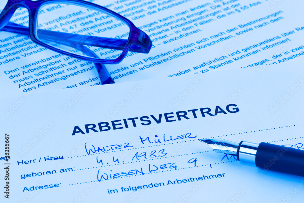 Arbeitsvertrag in deutscher Sprache