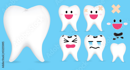 set of smiley tooth isolated on blue background #33255845