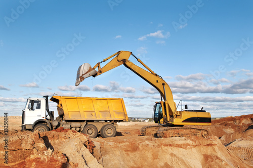 track-type loader excavator and tipper dumper photo