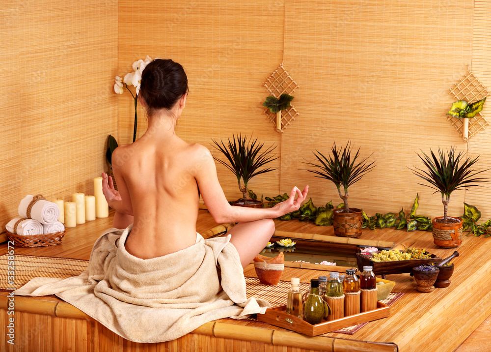 Bamboo massage at spa . Bamboo massage at spa .