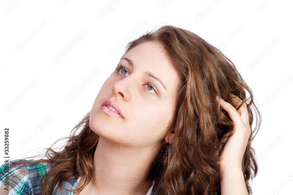 Portrait of attractive young woman on white background Portrait of attractive young woman on white background