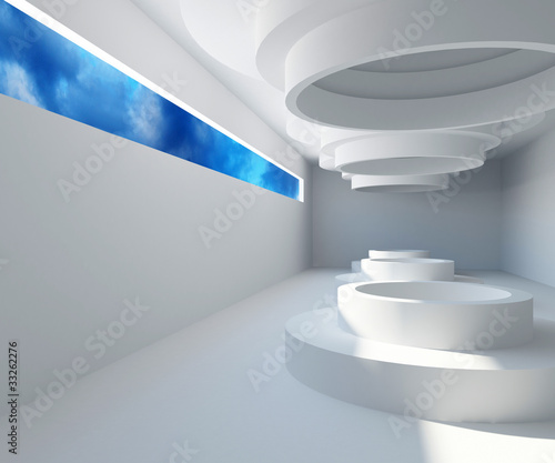 Abstract white modern architecture. Industrial interior view