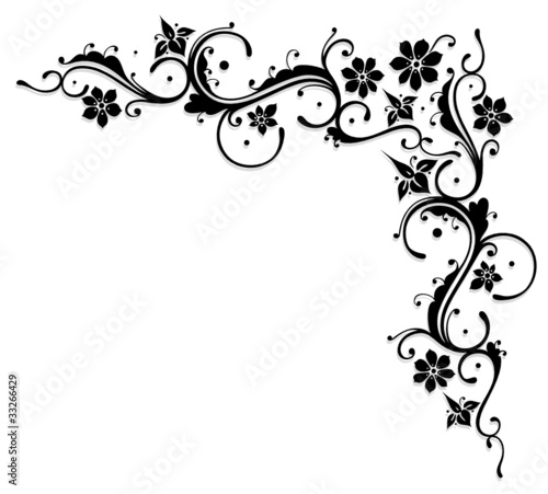 Ranke, flora, Blumen, Blüten, filigran, vector, schwarz