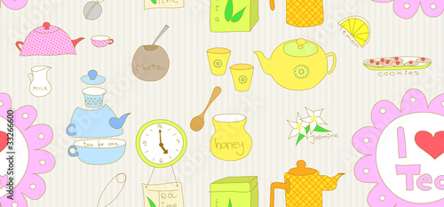 Seamless tea doodle
