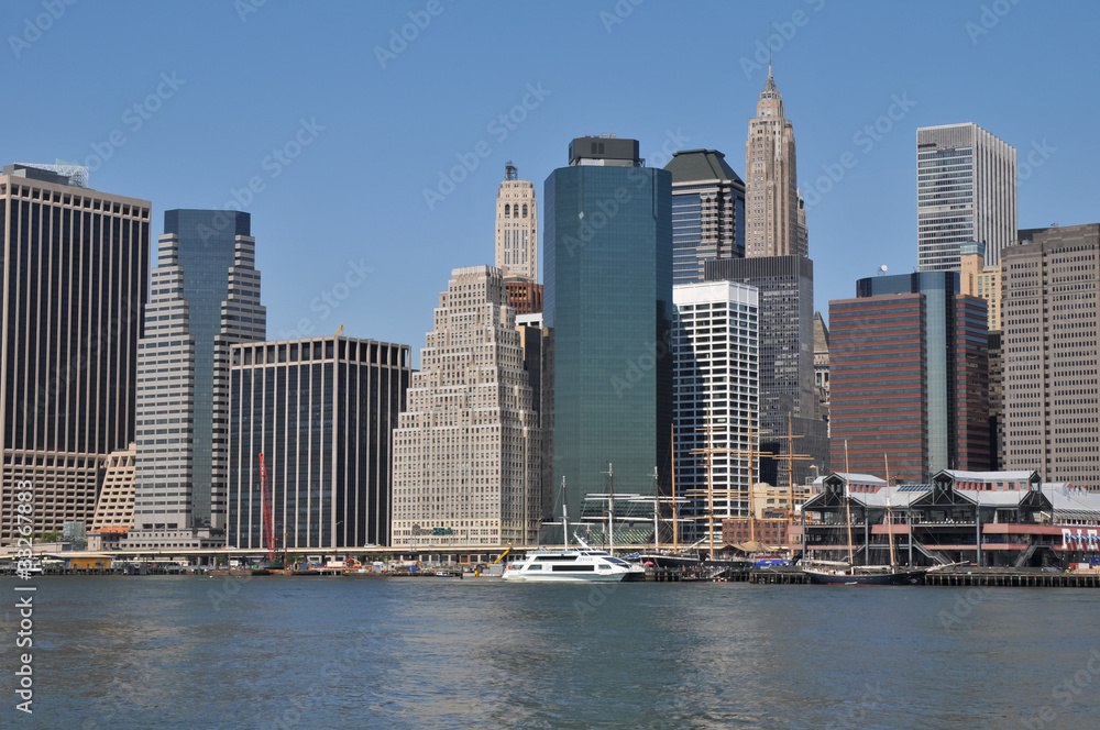 Lower Manhattan Skyline & East river.
