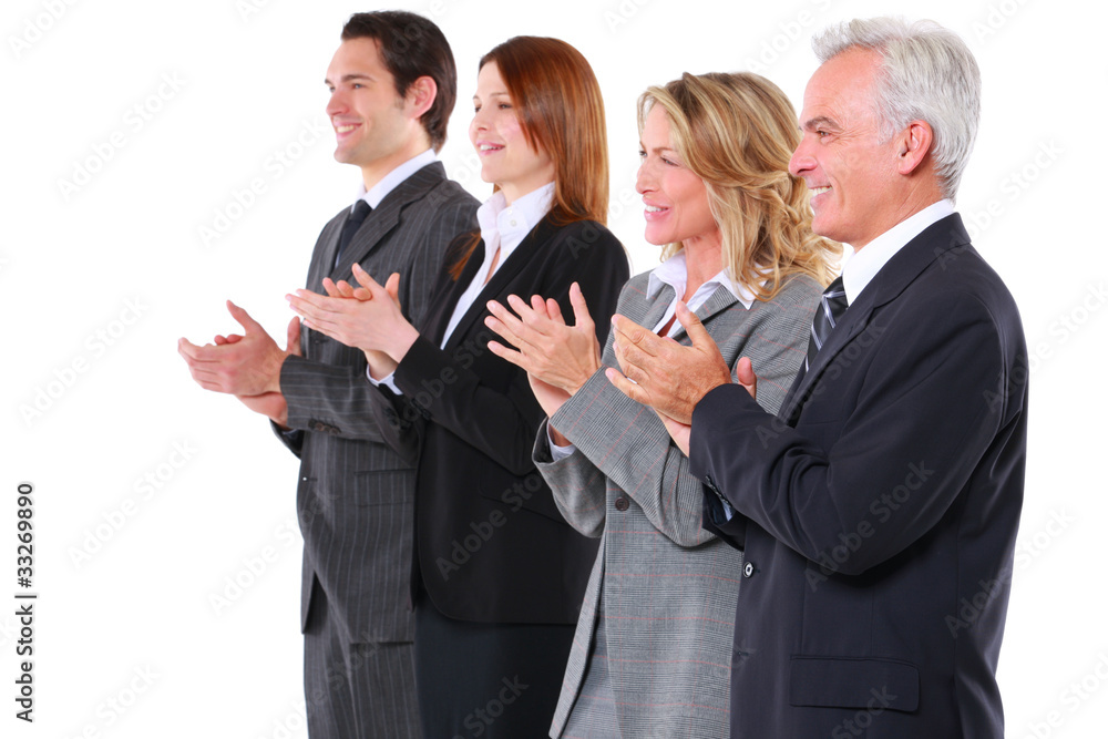 businessman and businesswoman applauding businessman and businesswoman applauding