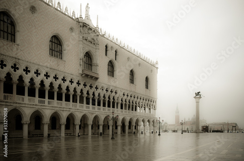 Doge's Palace in the mist, Venice, Italy